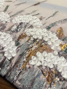 Yağlı Boya Dokulu Kabartmalı Karmaşık Çiçekler Tablo