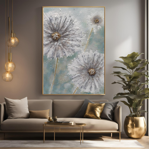 Yağlı Boya Dokulu Kabartmalı Karahindiba Tablo 70x100cm