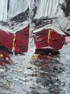 Yağlı Boya Dokulu Kabartmalı Kırmızı Yelkenler Tablo 70x100cm