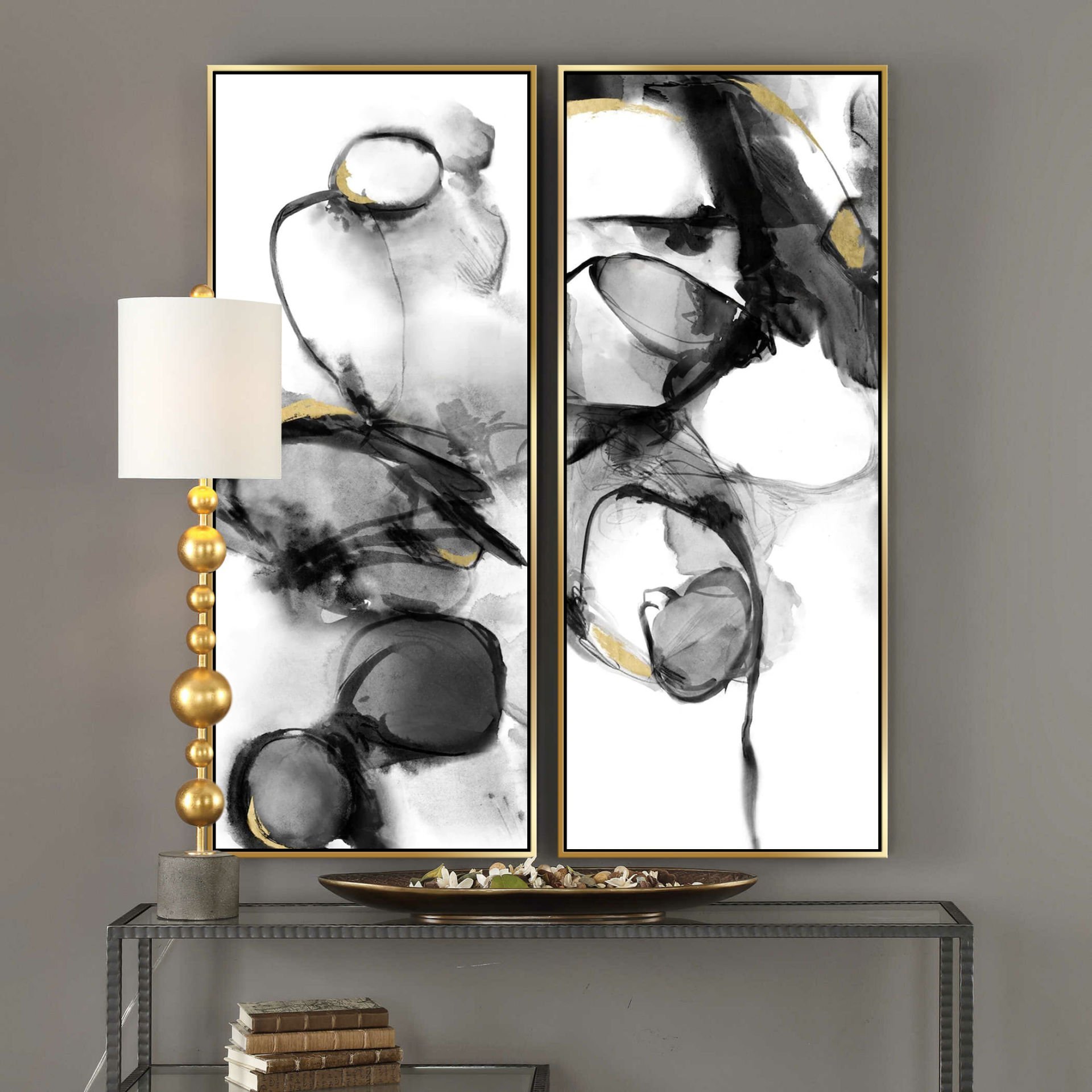 50x120cm İkili Yağlı Boya Dokulu Kabartmalı Tablo