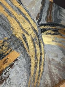 Yağlı Boya Dokulu Kabartmalı Altınlı Soyut Tablo 90x90cm