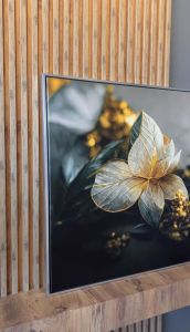 Kanvas Tuval Tablo Gold Detaylı Çiçek Kod: TLH28-K