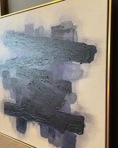 Yağlı Boya Dokulu Kabartmalı Lacivert Soyut İkili Set Tablo 70x70cm