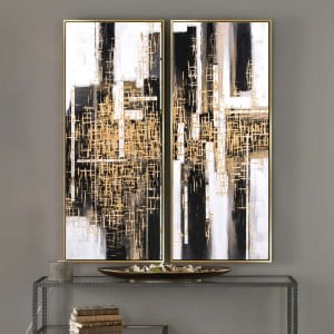 50x120cm İkili Yağlı Boya Dokulu Kabartmalı Tablo