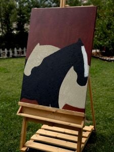 Yağlı Boya Dokulu Kabartmalı Abstract Atlar Tablosu V1