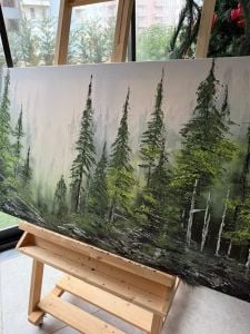 Yağlı Boya Dokulu Kabartmalı Orman Tablo 70x120cm