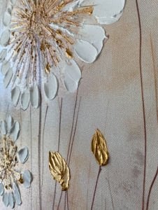 Yağlı Boya Dokulu Beyaz Karahindiba Tablosu 70x100cm