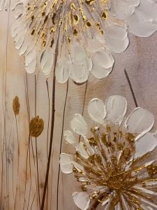 Yağlı Boya Dokulu Beyaz Karahindiba Tablosu 70x100cm