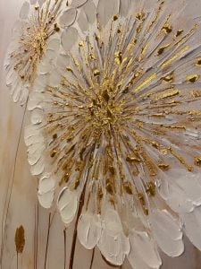 Yağlı Boya Dokulu Beyaz Karahindiba Tablosu 70x100cm