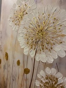 Yağlı Boya Dokulu Beyaz Karahindiba Tablosu 70x100cm