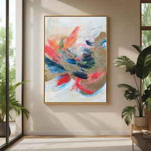 Altın Varak Boya Dokulu Soyut Tablo 60x90cm