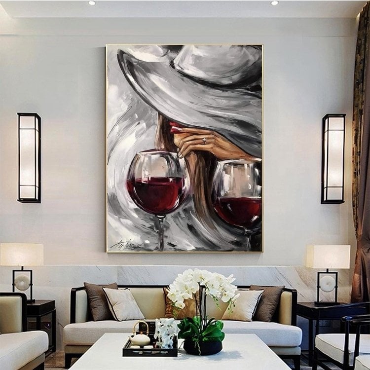 Kanvas Tuval Tablo Woman and Wine Kod: RR2012-K