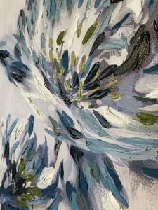 Yağlı Boya Dokulu Kabartmalı Mavi Çiçek Tablo 70x100cm