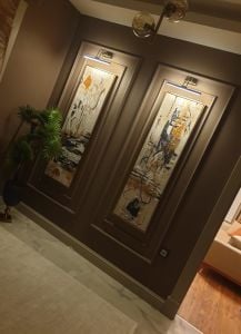 50x120cm İkili Yağlı Boya Dokulu Kabartmalı Tablo