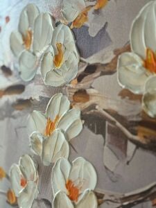 Yağlı Boya Dokulu Kabartmalı Bahar Çiçekleri Tablo 70x120cm