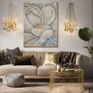 Yağlı Boya Dokulu Kabartmalı Detaylı Çiçek Tablo 70x100cm