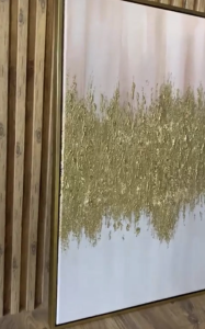 Yağlı Boya Dokulu Kabartmalı Altın Pudra İkili Tablo 50x70cm
