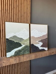 İkili Yağlı Boya Dokulu Kabartmalı Dağ Yolu 50x70cm