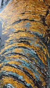 Yağlı Boya Dokulu Kabartmalı Gold Detaylı Fil Tablo 70x100cm
