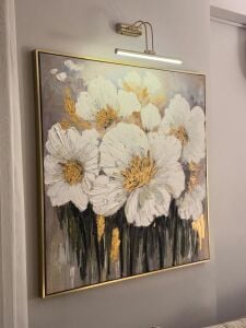 Yağlı Boya Dokulu Kabartmalı Çiçek Tablo(100x100cm)