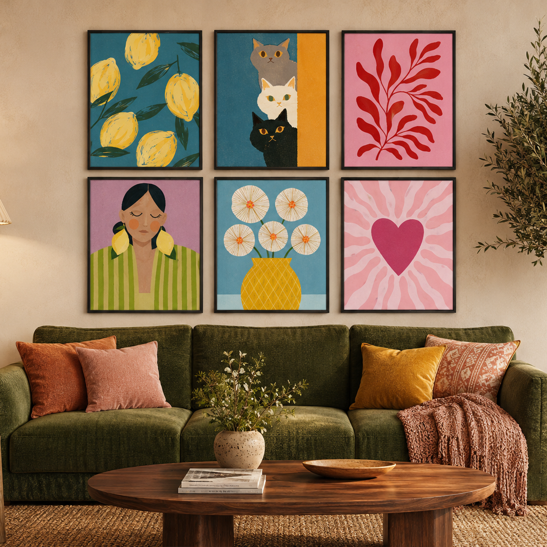 Altılı Kanvas Tuval Tablo Seti Modern Tasarım V2 40x40cm Kod: HM97