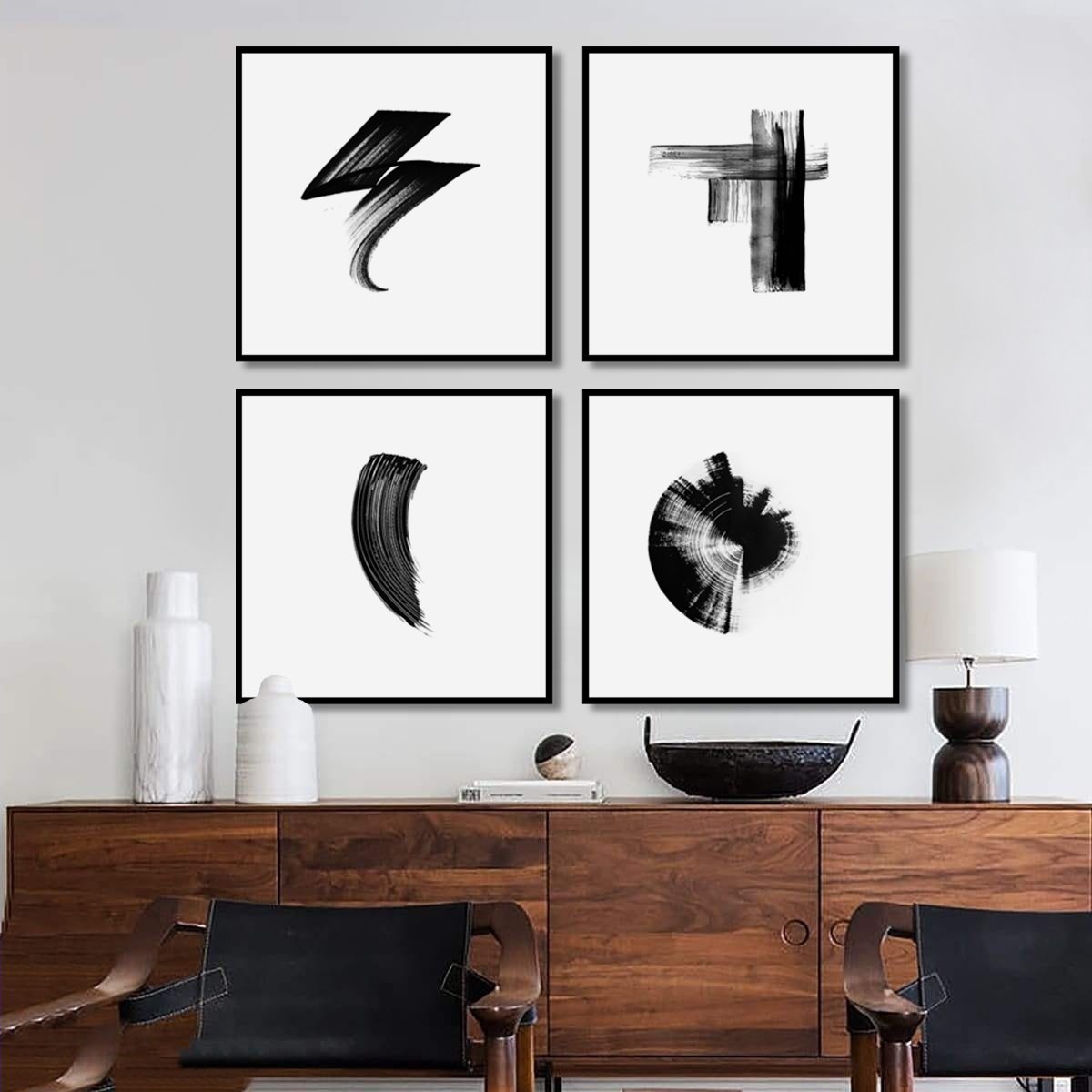 Dörtlü Minimal Kanvas Tuval Tablo Kod: MN922-K 30x30cm Dörtlü Kanvas Set - Altın Metal Çerçeve-