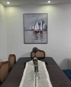 Yağlı Boya Dokulu Kabartmalı Kırmızı Yelkenler Tablo 70x100cm