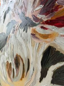 Yağlı Boya Dokulu Kabartmalı Pastel Çiçekler Tablo 70x100cm