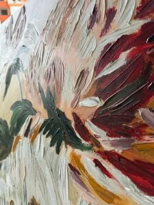 Yağlı Boya Dokulu Kabartmalı Pastel Çiçekler Tablo 70x100cm