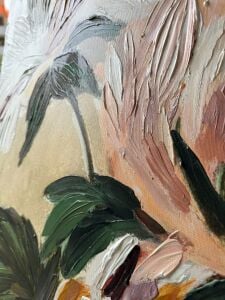 Yağlı Boya Dokulu Kabartmalı Pastel Çiçekler Tablo 70x100cm