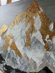 Yağlı Boya Dokulu Kabartmalı Gold Dağlar Tablo 70x120cm