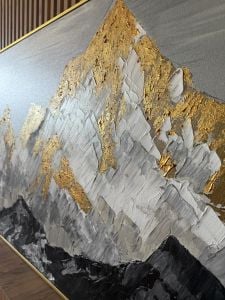 Yağlı Boya Dokulu Kabartmalı Gold Dağlar Tablo 70x120cm