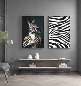İkili Kanvas Tuval Tablo Kostümlü Zebra Kod: EYL29