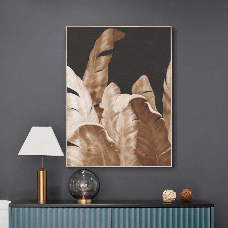 Kanvas Tuval Tablo Minimal Soyut Kod: YR002 90x90cm Kanvas Tablo - Altın Metal Çerçeve-