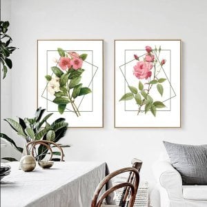 İkili Kanvas Tuval Tablo Soft Floral Kod: SD7778-K