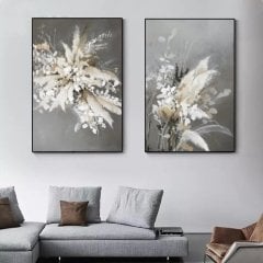 İkili Kanvas Tuval Tablo Pastel Beyaz Kod: SX103