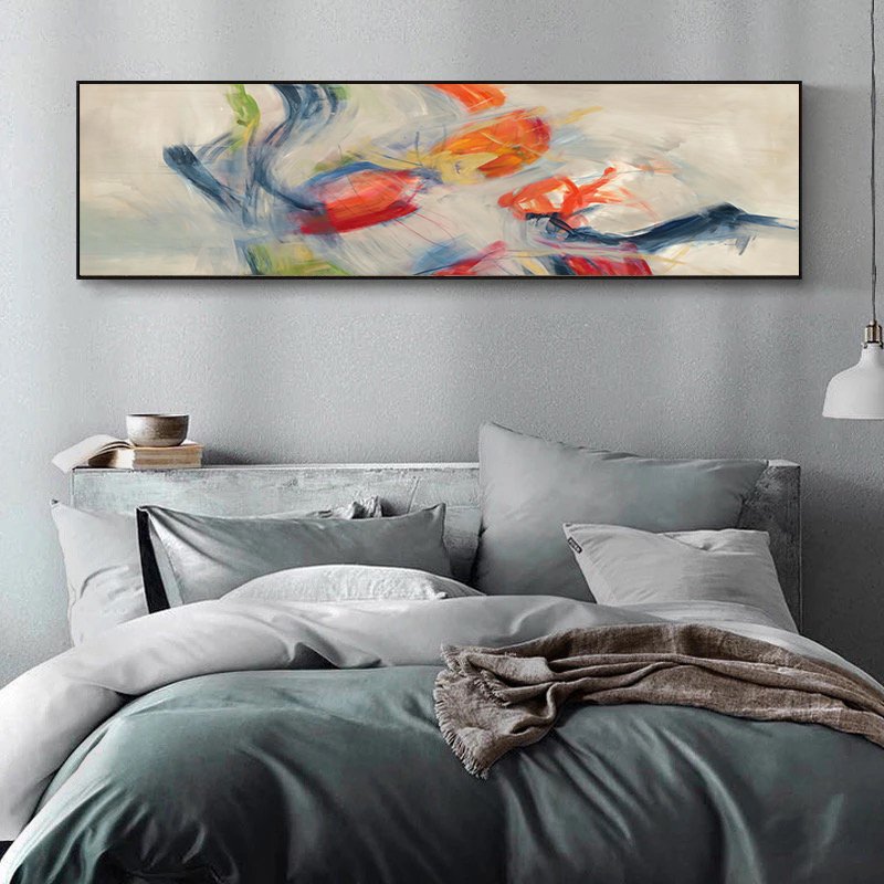 120x50cm Panoramik Kanvas Tuval Tablo Soyut Düş Kod: P003 Altın Metal Çerçeve-