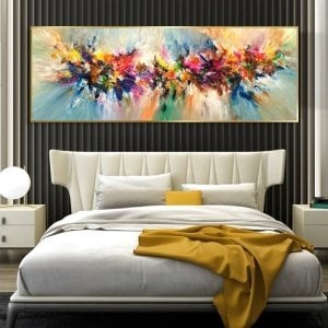 120x50cm Panoramik Kanvas Tuval Tablo Renkli Soyut Kod: L6677