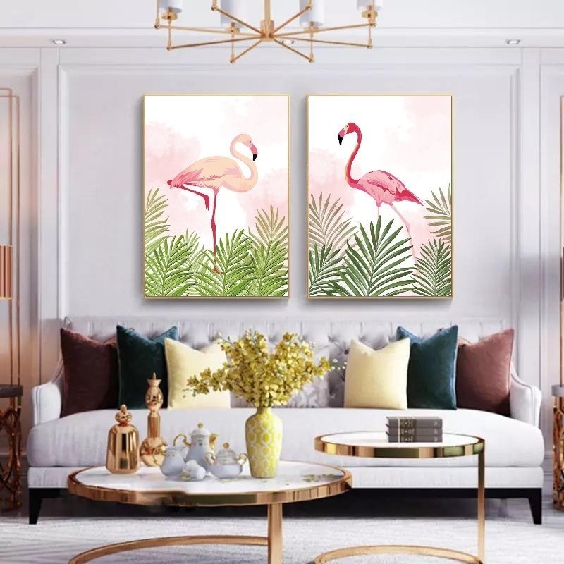 İkili Kanvas Tuval Tablo Flamingo Kod: SD7779-K