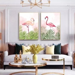 İkili Kanvas Tuval Tablo Flamingo Kod: SD7779-K