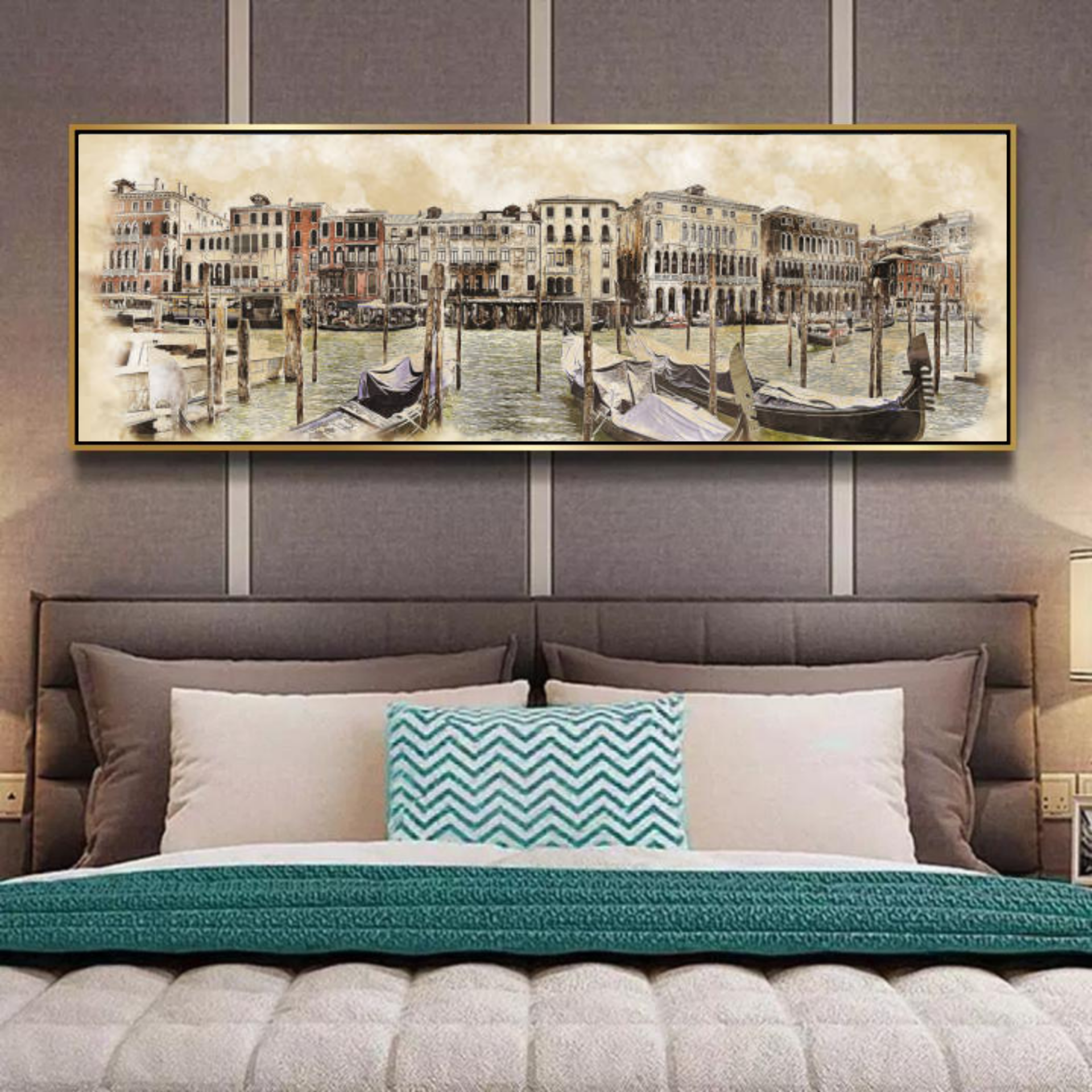 120x50cm Panoramik Kanvas Tuval Tablo Vintage Şehir Kod: CTN74-K