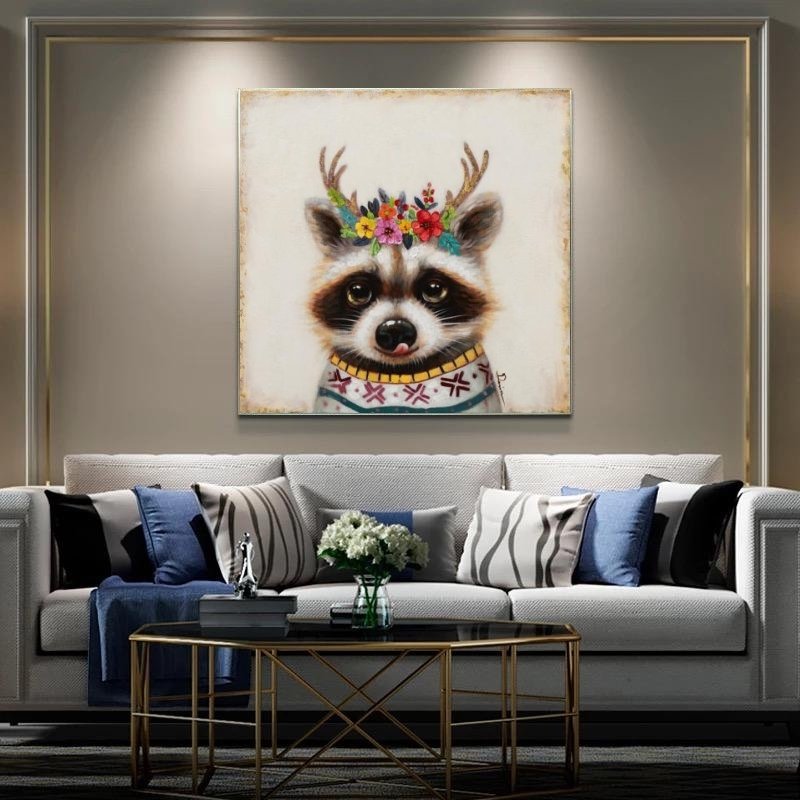 Kanvas Tuval Tablo Cute Raccoon  Kod: Z8753