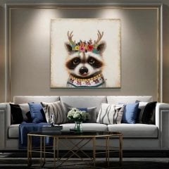 Kanvas Tuval Tablo Cute Raccoon  Kod: Z8753