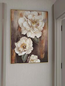 Kanvas Tuval Tablo Gold Detaylı Çiçekler Kod: TLH65-K