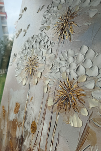 İkili Yağlı Boya Dokulu Kabartmalı Karahindiba Çiçekler