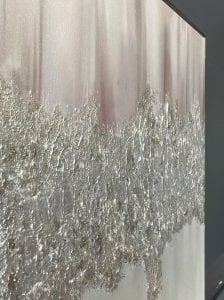 70x100cm Yağlı Boya Dokulu Kabartmalı Gümüş Pudra Tablo
