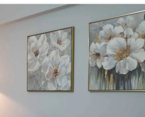 Yağlı Boya Doku Kabartmalı 70x70cm İkili Tablo Çerçevesiz