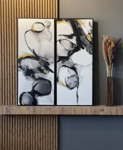 50x120cm İkili Yağlı Boya Dokulu Kabartmalı Tablo