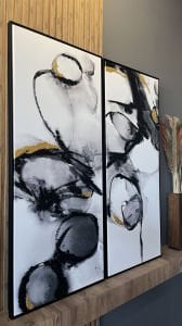 50x120cm İkili Yağlı Boya Dokulu Kabartmalı Tablo