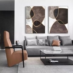 İkili Kanvas Tuval Tablo Gold Detail Circle Kod: SX106